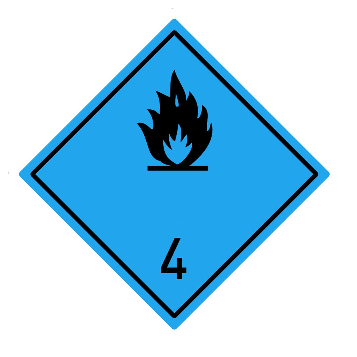 Знак "Класс 4.3. Вещества, выделяющие легковоспламеняющиеся газы, в контакте с водой"